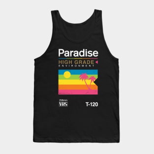 Retro VHS Paradise Pun Tropical Sunset Tank Top